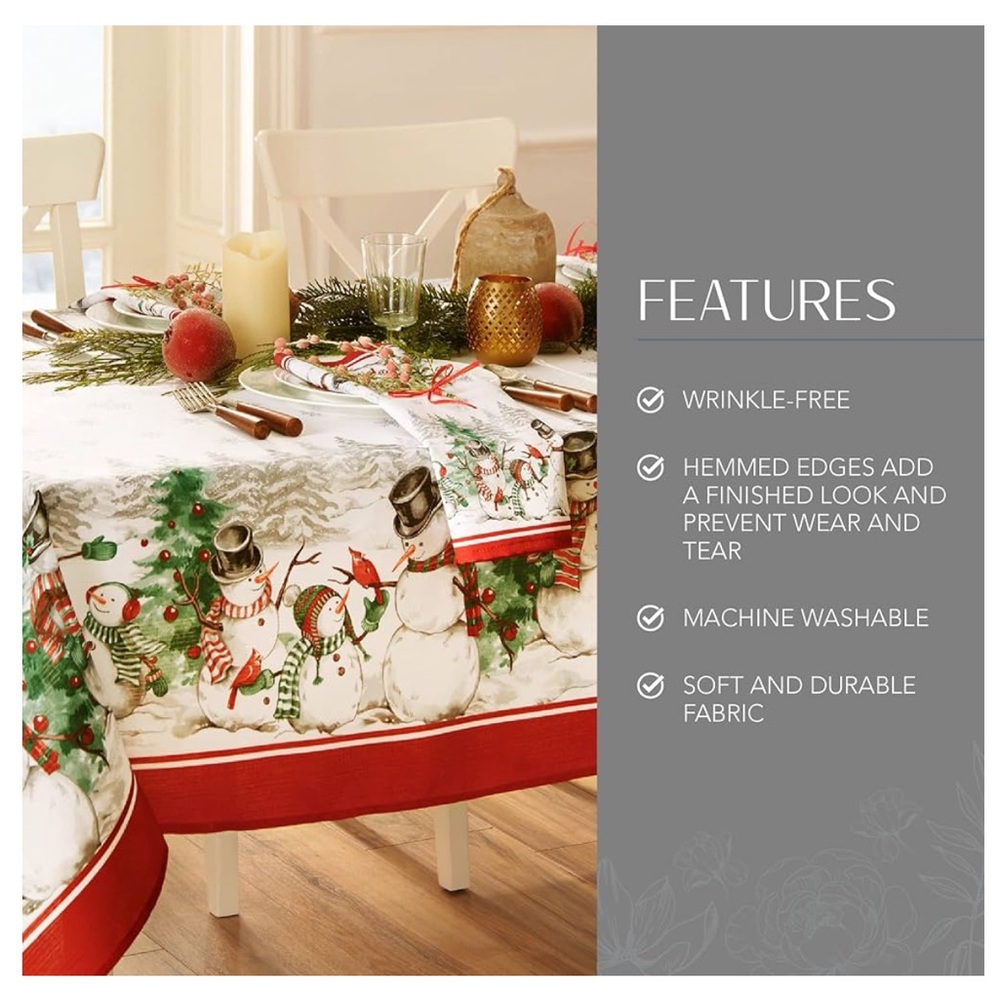 Snowman NEW Winterland Holiday Wrinkle Resistant Snowflake Tablecloth,New.60X102